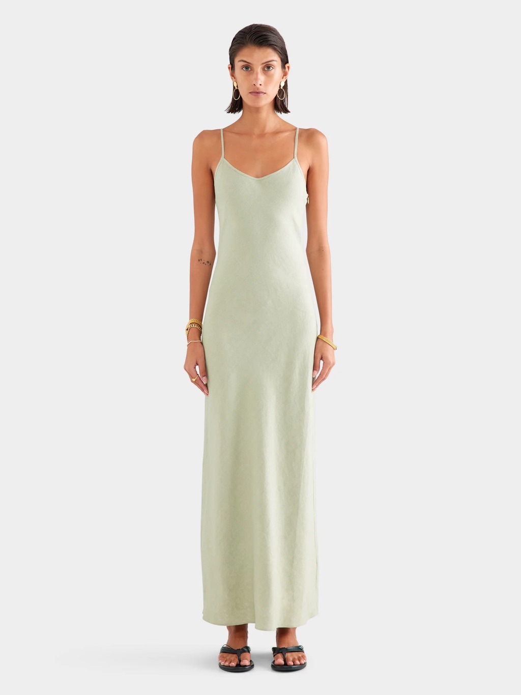 Venroy Sage Green Slip Maxi Dress
